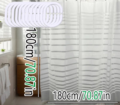 douche rideaux rayures blanches dimensions de 180 cm par 180 cm ainsi que les crochets inclus