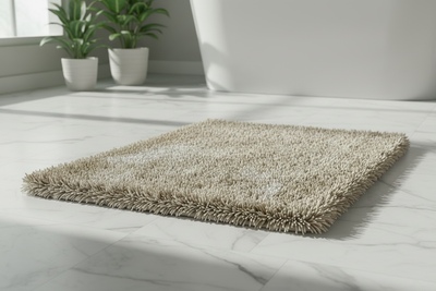 Tapis salle de bain premium sur sol en marbre