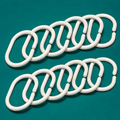 12 crochets blancs pour accrocher le rideaux de douche