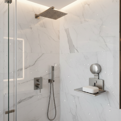 Porte savon douche dans une douche très luxueuse