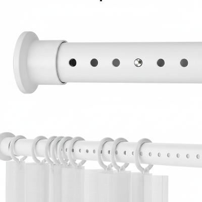 barre pour rideau de douche blanche avec les trous pour ajustements