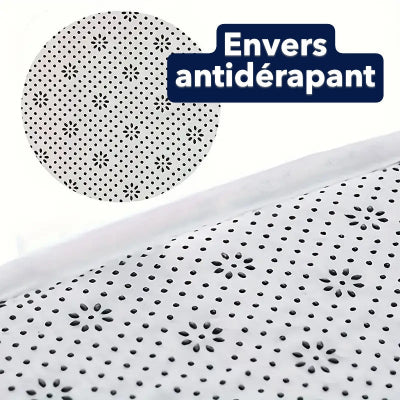 envers du tapis de bain diatomite pour démontrer la qualité de l'antidérapant