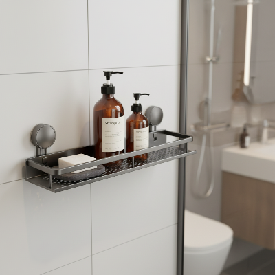 etagere salle de bain gris dans une salle de bain