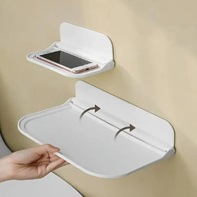les deux formats etagere mural salle de bain avec un cellulaire sur la petite et grande vide