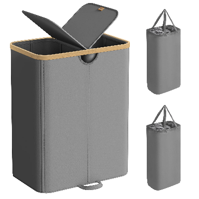 panier a linge 2 compartiment gris avec les 2 sacs amovibles
