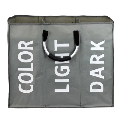 panier a linge 3 compartiment gris