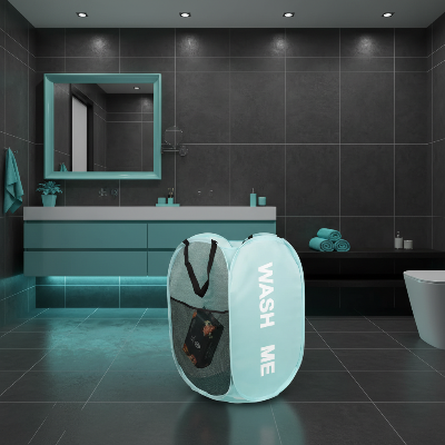 panier salle de bain turquoise dans salle de bain moderne