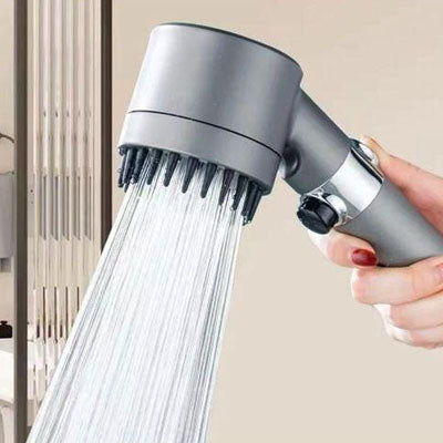 pommeau de douche haute pression gris eau main droite