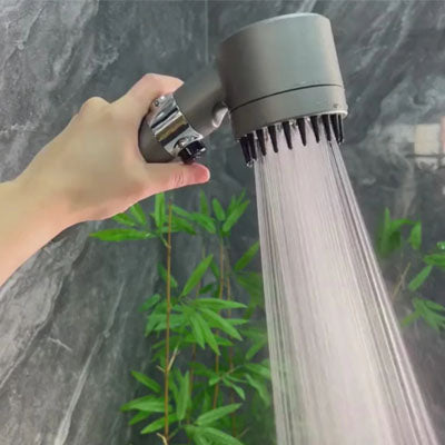 pommeau de douche haute pression gris eau main gauche