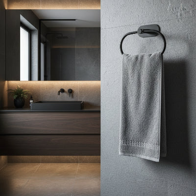 porte serviettes mural noir dans une salle de bain de style urbaine