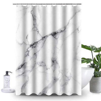 rideaux douche au motif marbre aux couleurs blanc gris