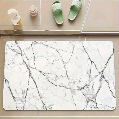 tapis absorbant pour salle de bain aux motifs de marbre scandales vertes près du tapis