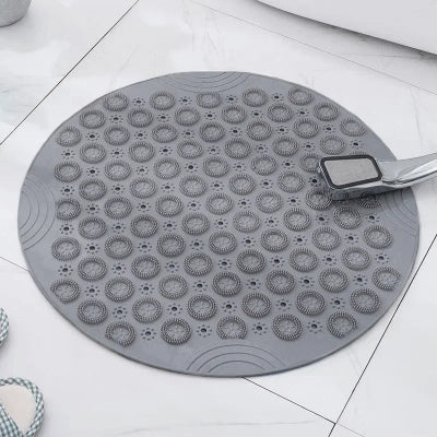 tapis rond pour salle de bain gris foncé