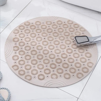 tapis rond pour salle de bain kaki